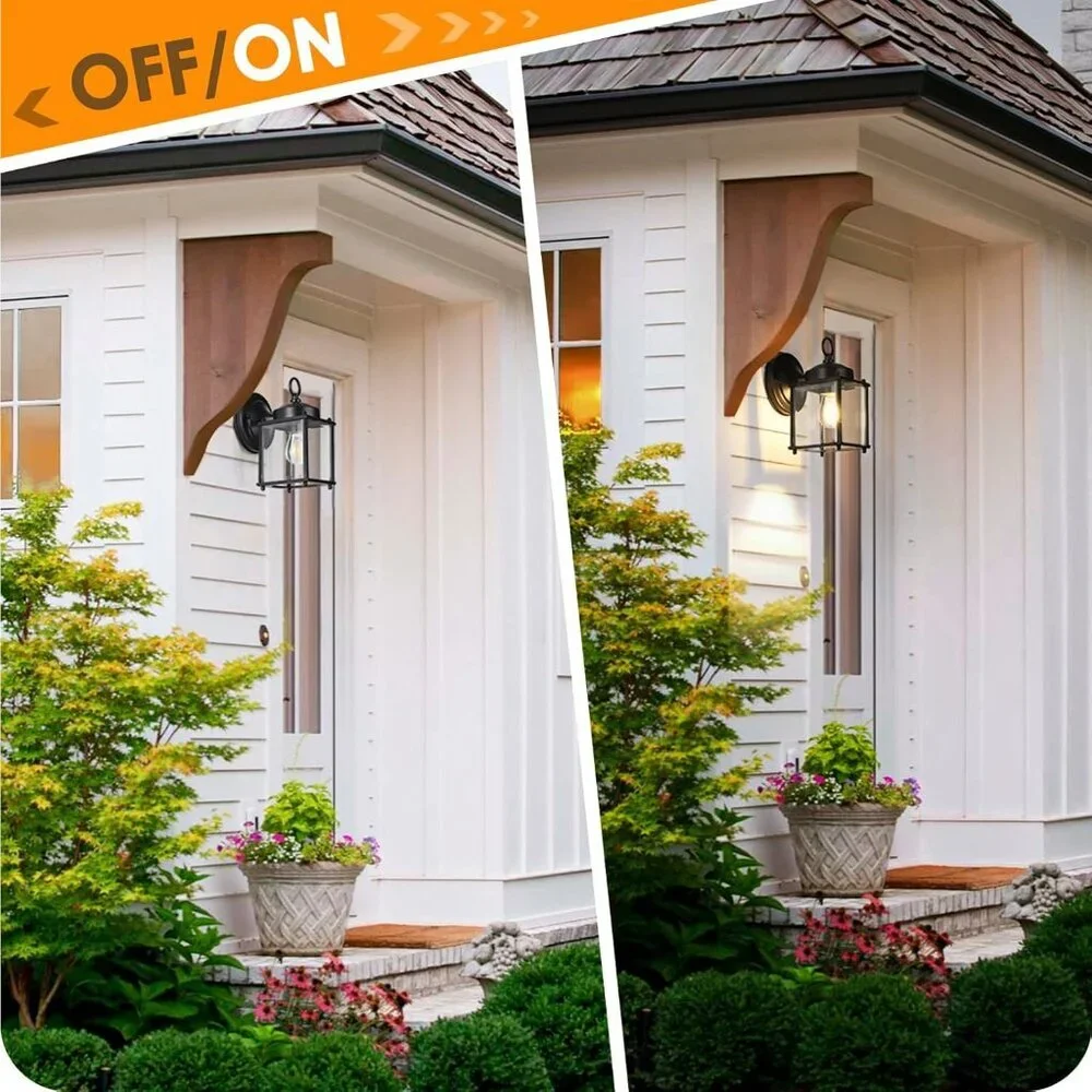 Durable Black Outdoor Wall Lantern - Energy Efficient Waterproof Sconces, 2 Pack